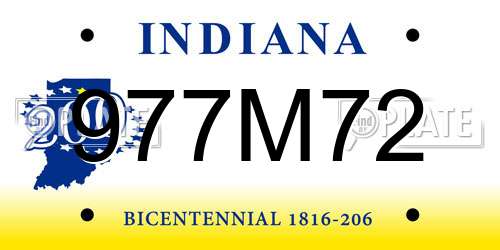 977M72 Indiana License Plate