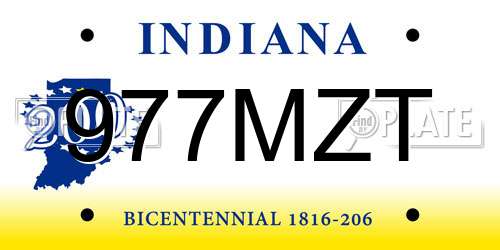 977MZT Indiana License Plate