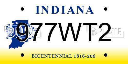 977WT2 Indiana License Plate