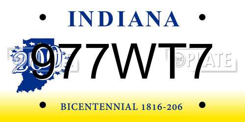 977WT7 Indiana License Plate