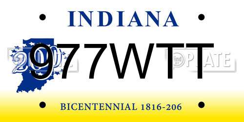 977WTT Indiana License Plate