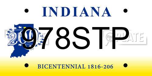 978STP Indiana License Plate