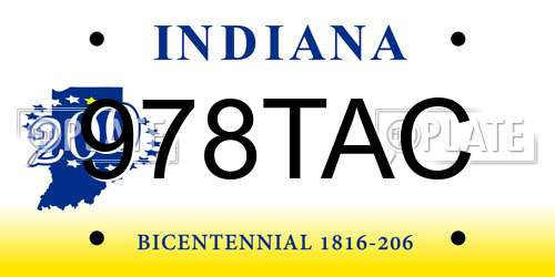 978TAC Indiana License Plate