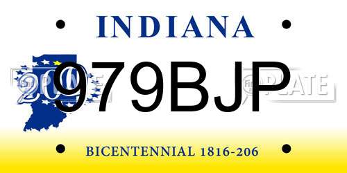 979BJP Indiana License Plate