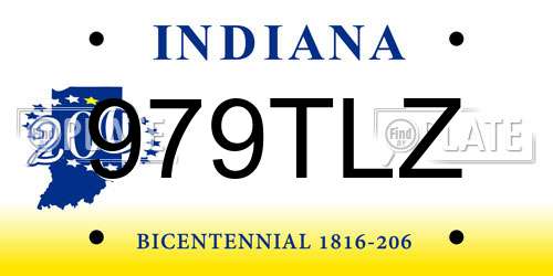 979TLZ Indiana License Plate