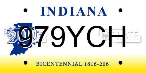 979YCH Indiana License Plate