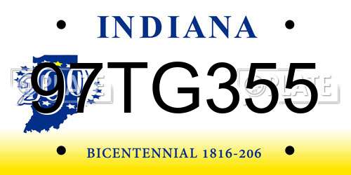 97TG355 Indiana License Plate