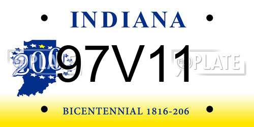 97V11 Indiana License Plate