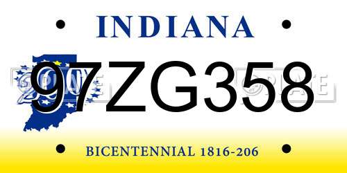 97ZG358 Indiana License Plate