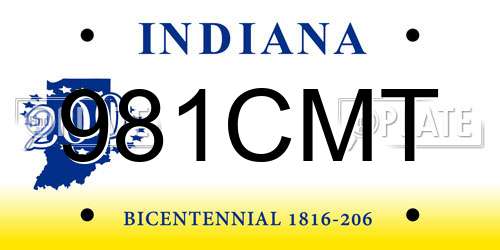 981CMT Indiana License Plate