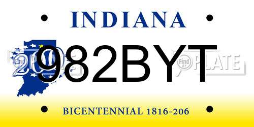 982BYT Indiana License Plate