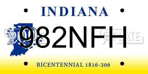 982NFH Indiana License Plate