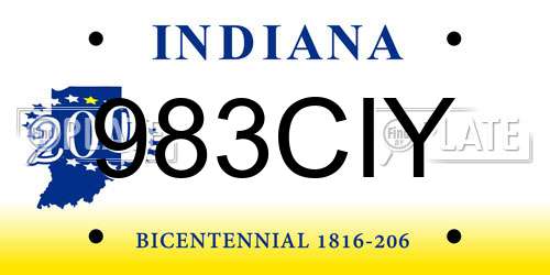 983CIY Indiana License Plate