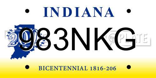 983NKG Indiana License Plate