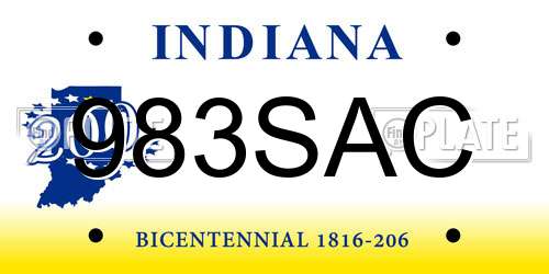 983SAC Indiana License Plate