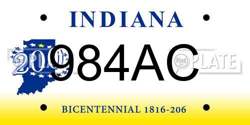 984AC Indiana License Plate