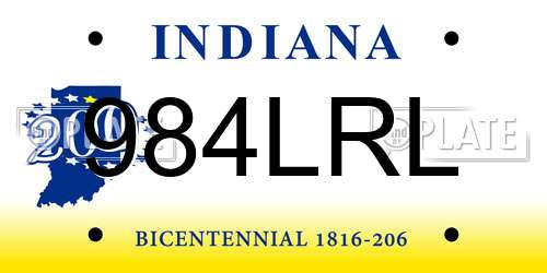 984LRL Indiana License Plate