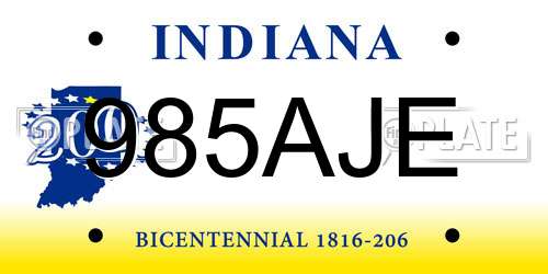 985AJE Indiana License Plate