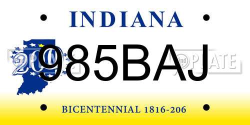 985BAJ Indiana License Plate