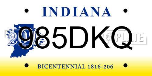985DKQ Indiana License Plate