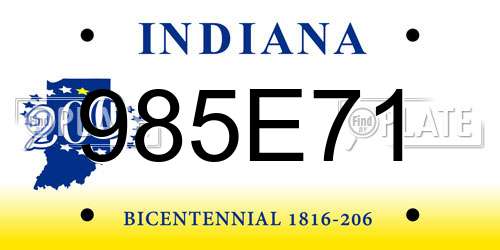 985E71 Indiana License Plate