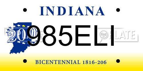 985ELI Indiana License Plate