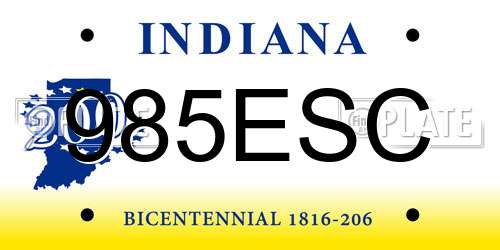 985ESC Indiana License Plate