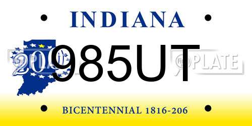 985UT Indiana License Plate