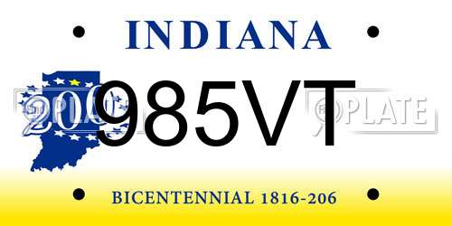 985VT Indiana License Plate