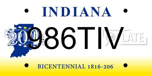 986TIV Indiana License Plate