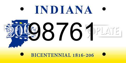 98761 Indiana License Plate