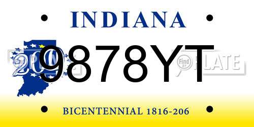 9878YT Indiana License Plate