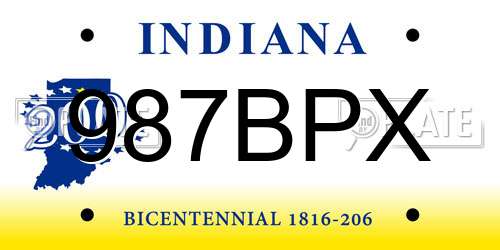 987BPX Indiana License Plate