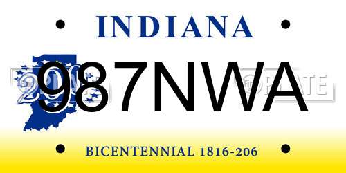 987NWA Indiana License Plate