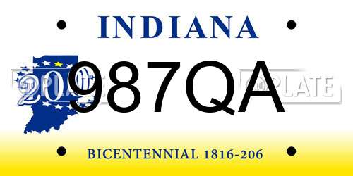 987QA Indiana License Plate