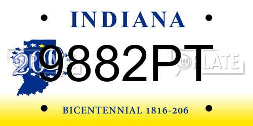 9882PT Indiana License Plate