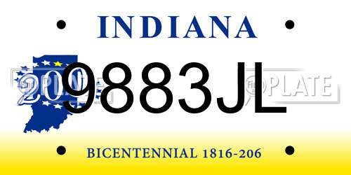 9883JL Indiana License Plate