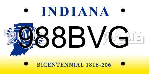 988BVG Indiana License Plate