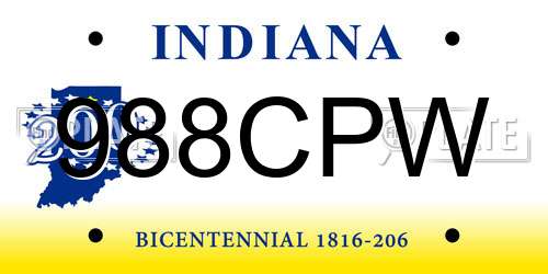 988CPW Indiana License Plate