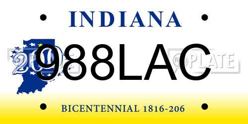 988LAC Indiana License Plate