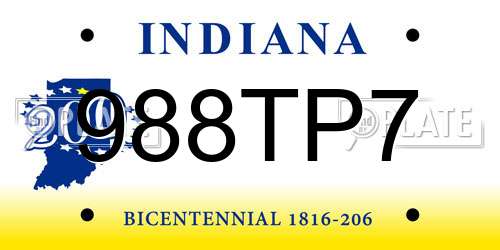 988TP7 Indiana License Plate