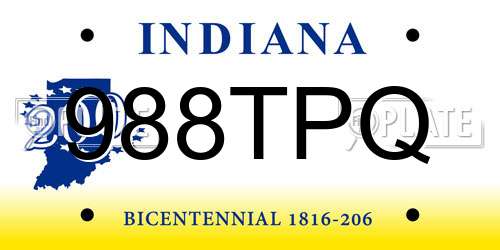 988TPQ Indiana License Plate
