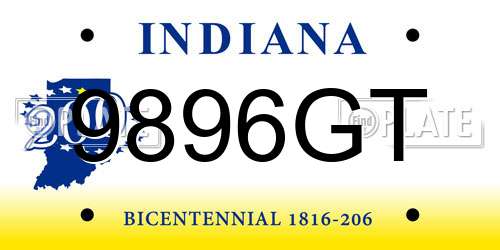 9896GT Indiana License Plate