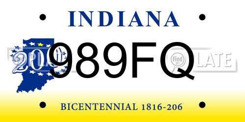 989FQ Indiana License Plate