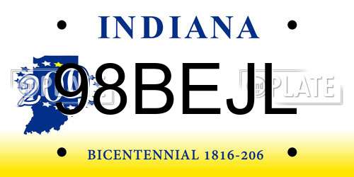 98BEJL Indiana License Plate