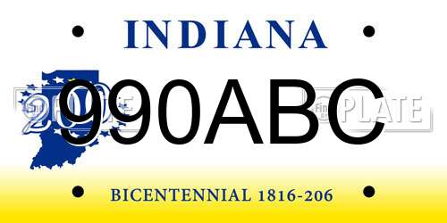 990ABC Indiana License Plate