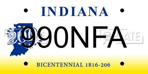 990NFA Indiana License Plate