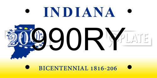990RY Indiana License Plate