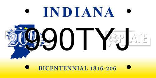 990TYJ Indiana License Plate