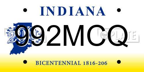 992MCQ Indiana License Plate